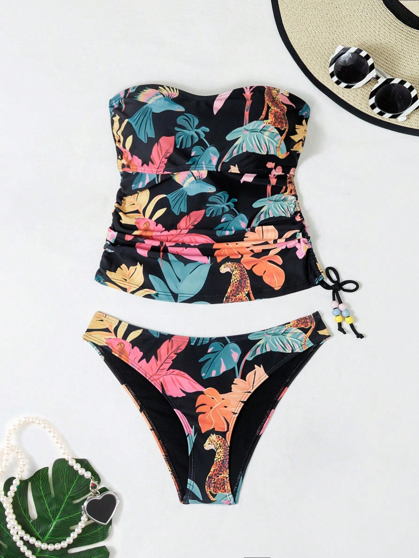 Conjunto De Biquíni Estampado Com 2 Peças De Planta Geeta