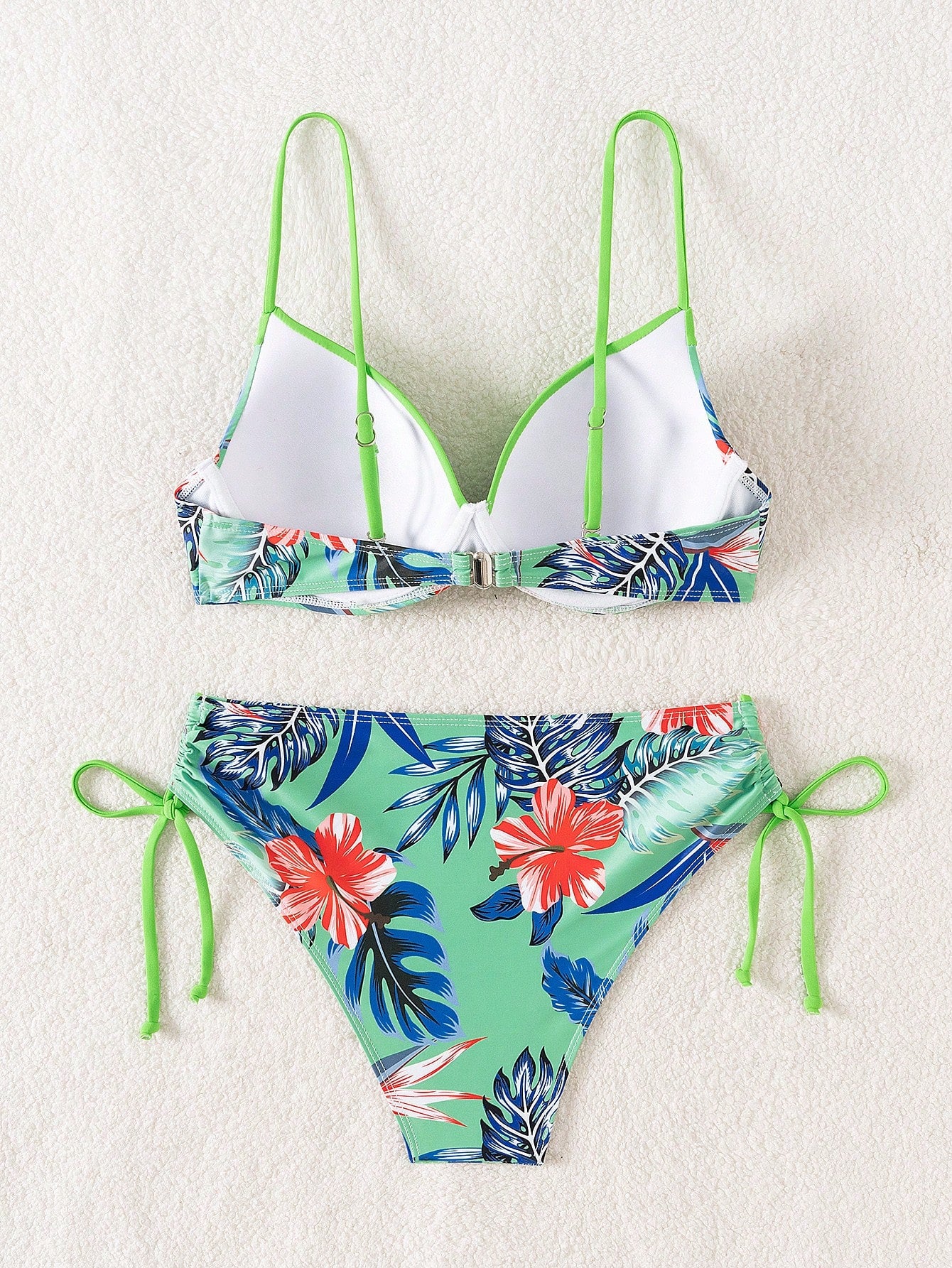 Biquíni Feminino com estampa tropical, alças de ombro ajustáveis Catherine
