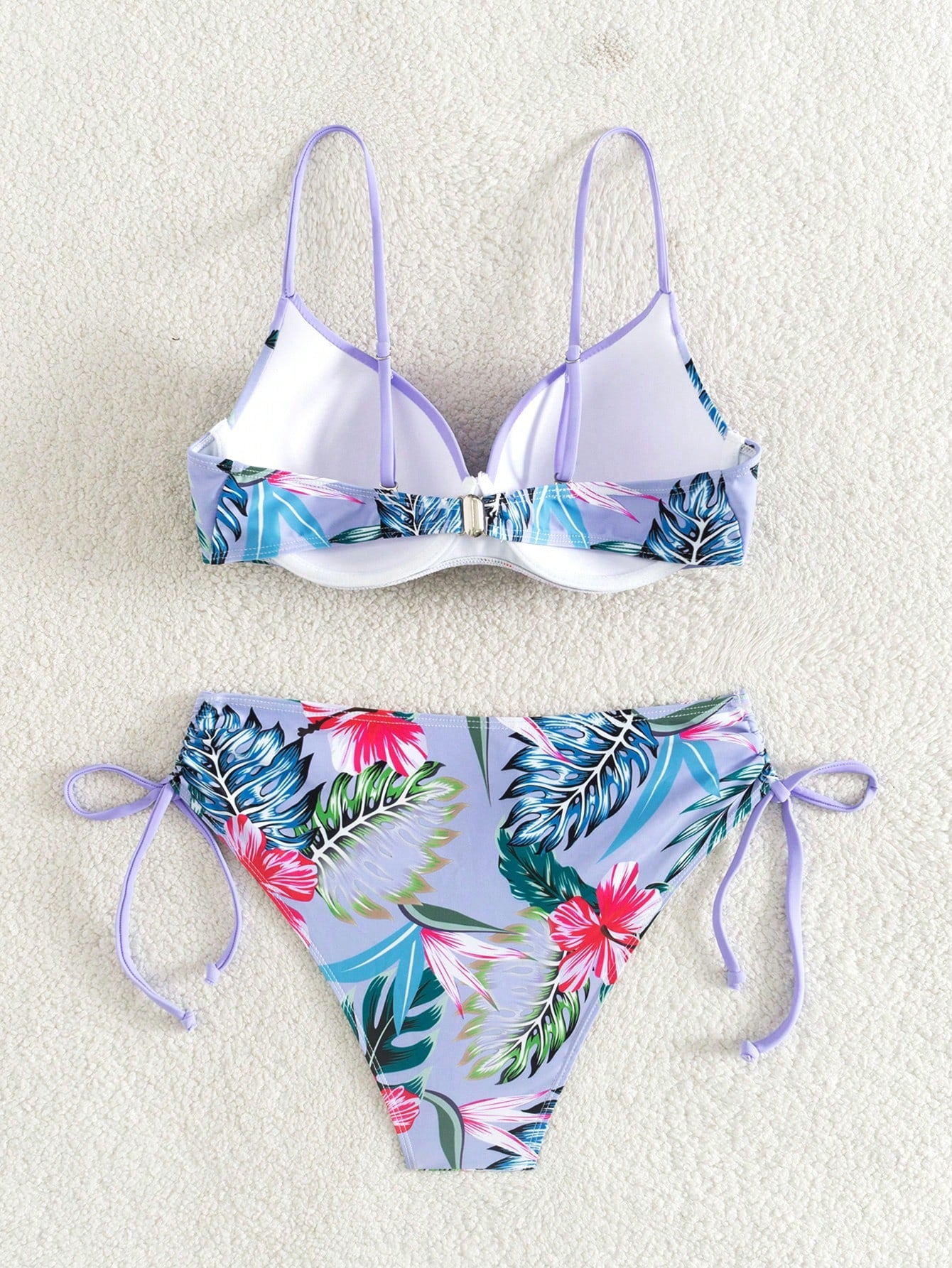 Biquíni Feminino com estampa tropical, alças de ombro ajustáveis Catherine