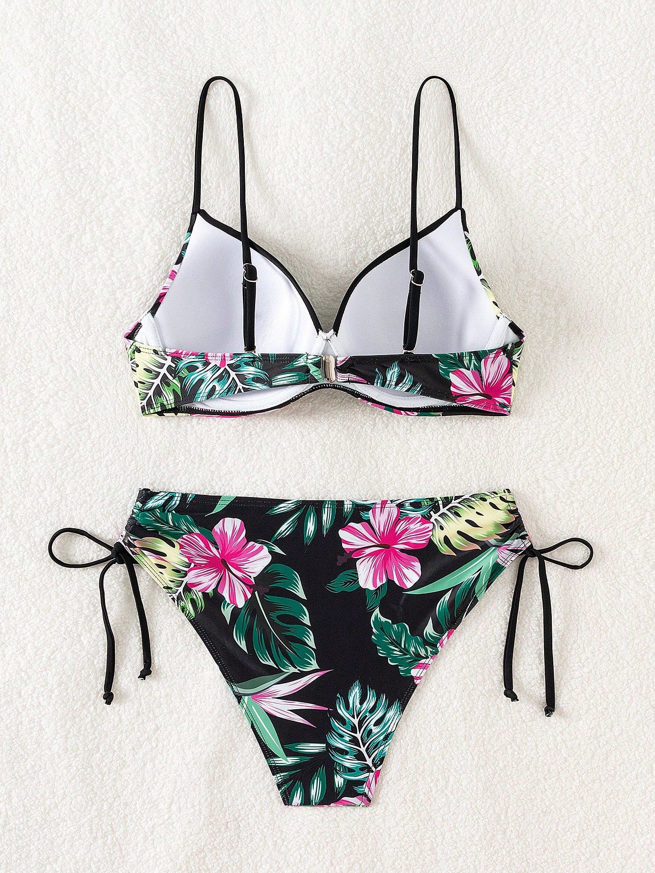 Biquíni Feminino com estampa tropical, alças de ombro ajustáveis Catherine