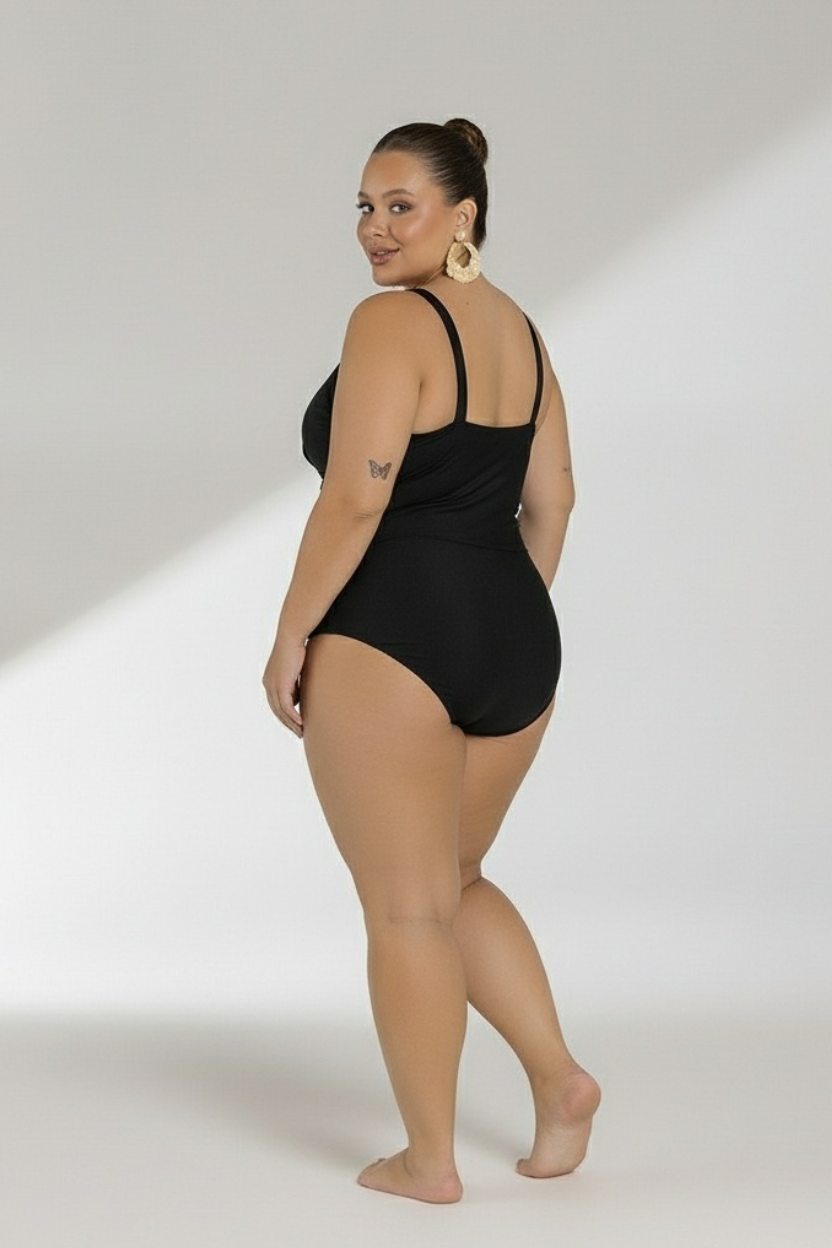 Maiô Plus Cortina Alongado Efeito Lipo