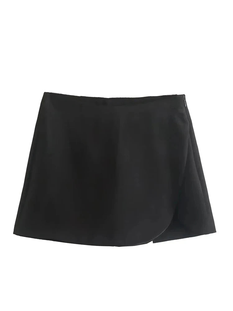 Shorts saia Feminino de cintura alta zíper lateral Rita