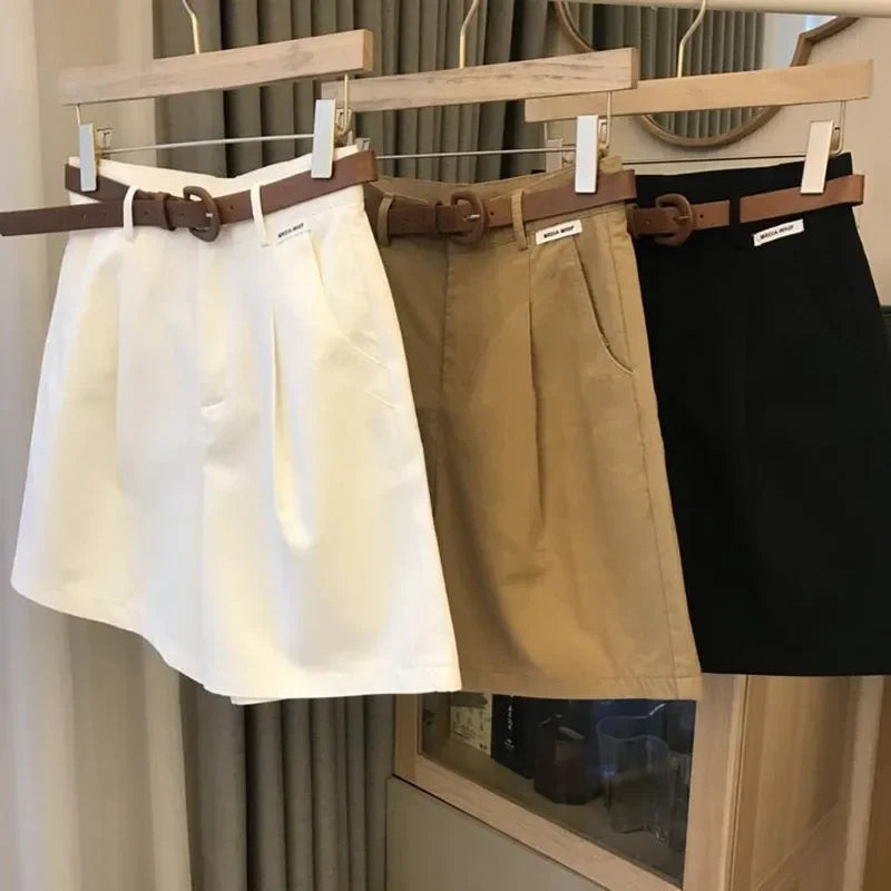 Shorts Feminino algodão de perna larga Monique