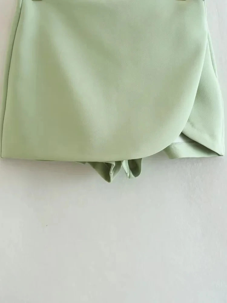 Shorts saia Feminino de cintura alta zíper lateral Rita