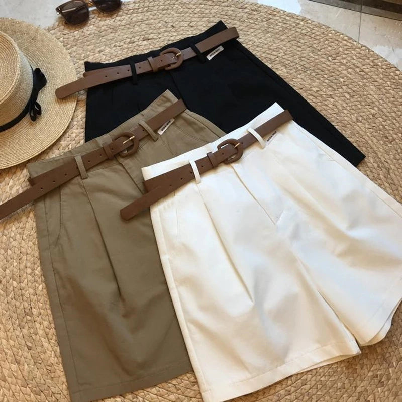 Shorts Feminino algodão de perna larga Monique