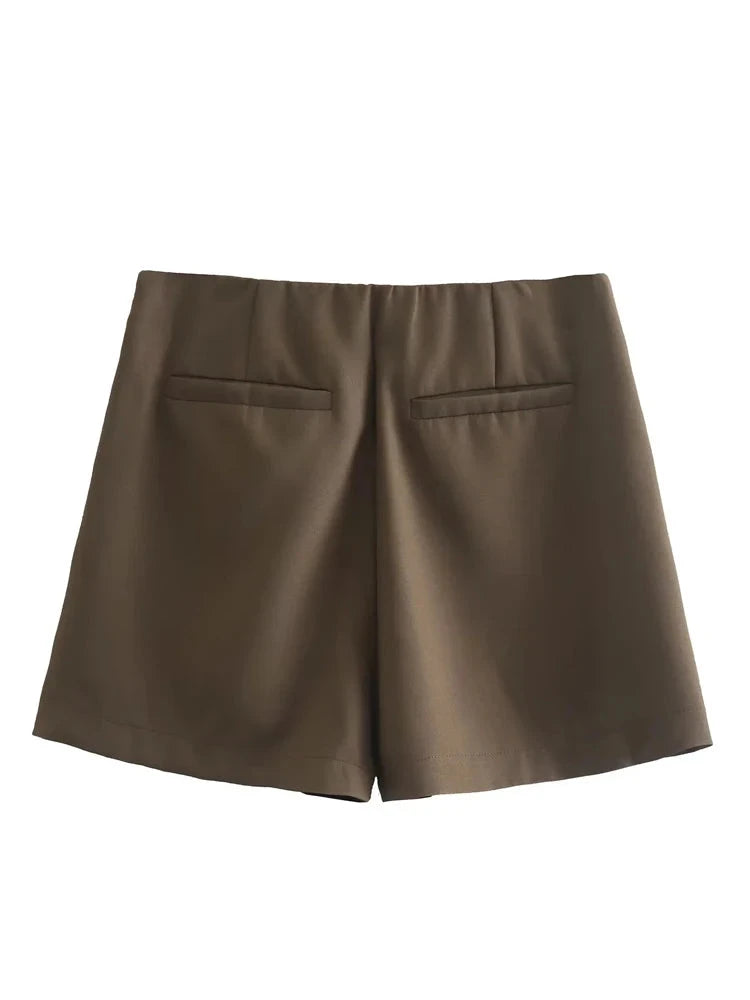 Shorts saia Feminino de cintura alta zíper lateral Rita