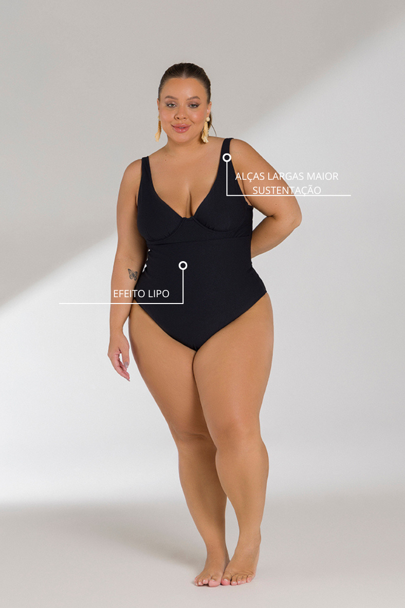Maiô Plus Cortina Alongado Efeito Lipo