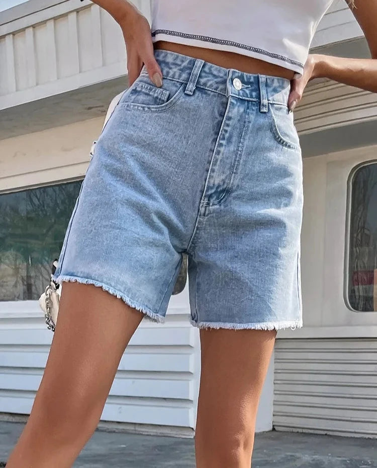 Shorts - Bermuda Feminina jeans de cintura alta Sabrina