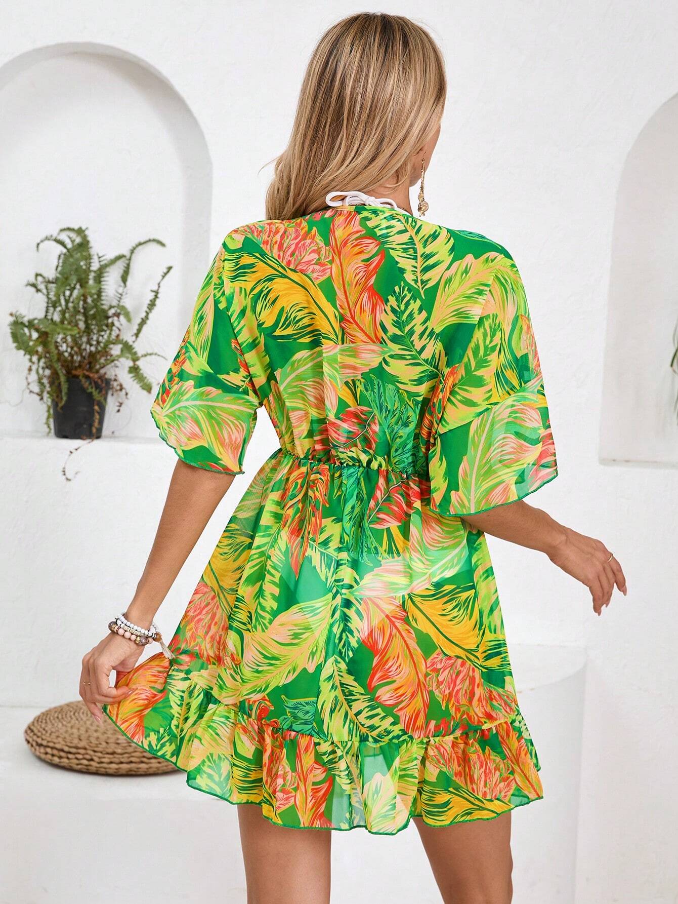 Saída de praia Kaftan Tropical de Verão Abigail